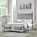 Varian Queen Bed, Gray Velvet & Mirrored Acme