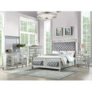 Varian Queen Bed, Gray Velvet & Mirrored Acme
