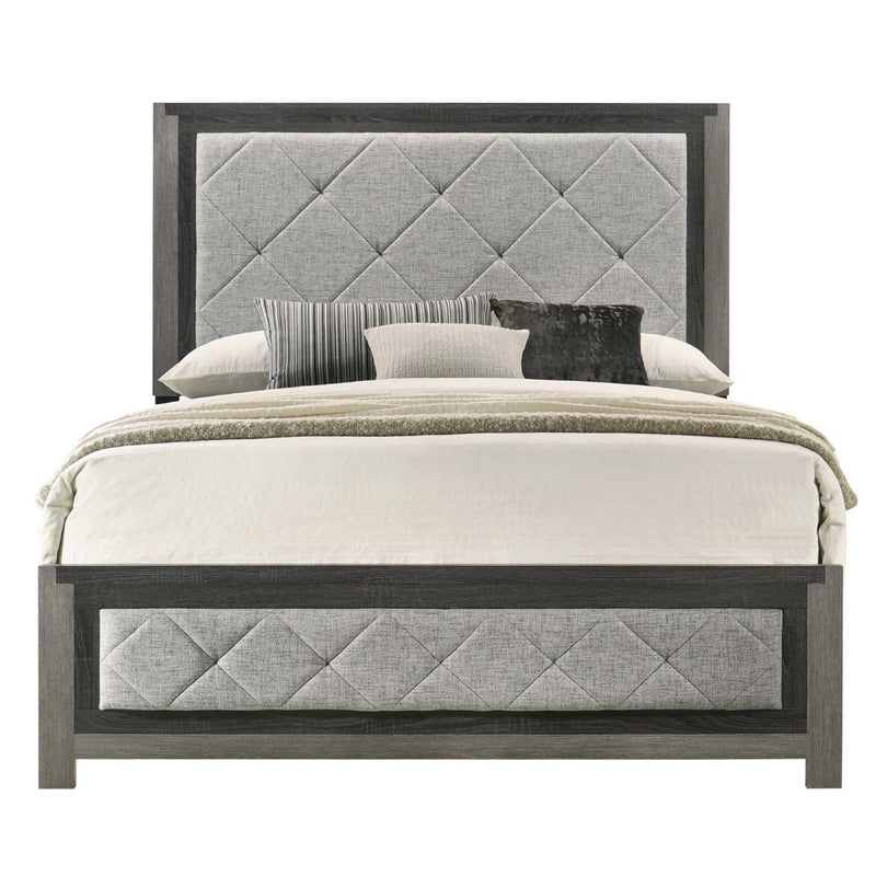 Jehoram Eastern King Bed, Gray Linen & Gray Finish Acme