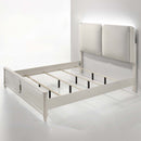 Laveda Queen Bed w/LED, Light Gray Boucle & Pearl White Finish Acme