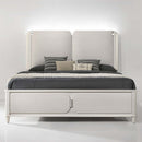 Laveda Queen Bed w/LED, Light Gray Boucle & Pearl White Finish Acme