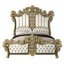 Desiderius Eastern King Bed, Antique Gold & Hand Painted Brown Finish Acme