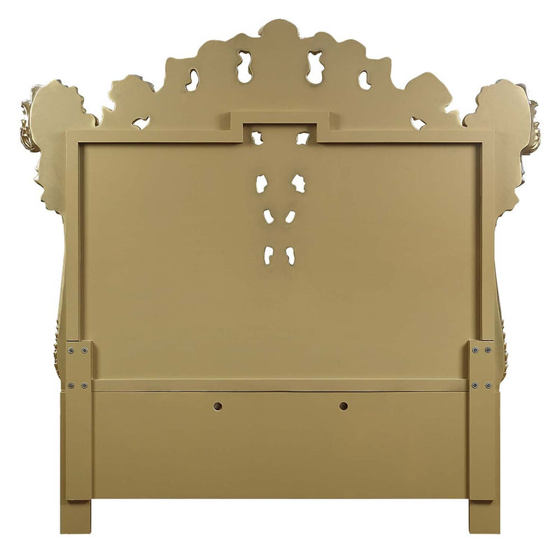 Desiderius Eastern King Bed, Antique Gold & Hand Painted Brown Finish Acme