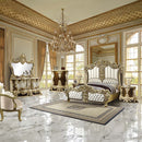 Desiderius Eastern King Bed, Antique Gold & Hand Painted Brown Finish Acme