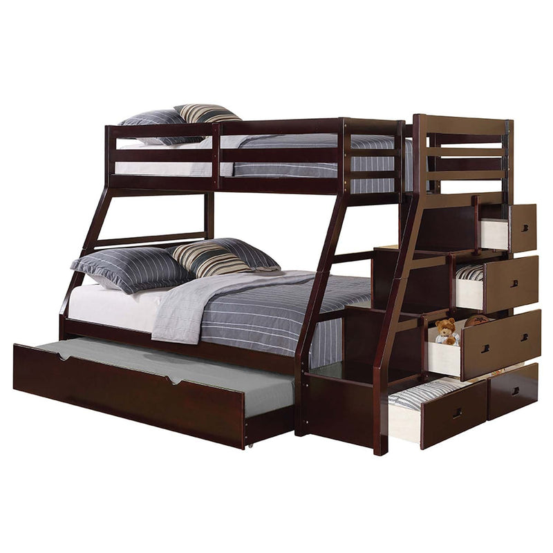 Jason Twin/Full Bunk Bed w/Trundle & Storage, Espresso Finish Acme
