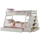 Jason Twin/Full Bunk Bed w/Trundle & Storage, White Finish Acme