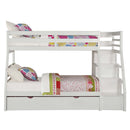 Jason Twin/Full Bunk Bed w/Trundle & Storage, White Finish Acme