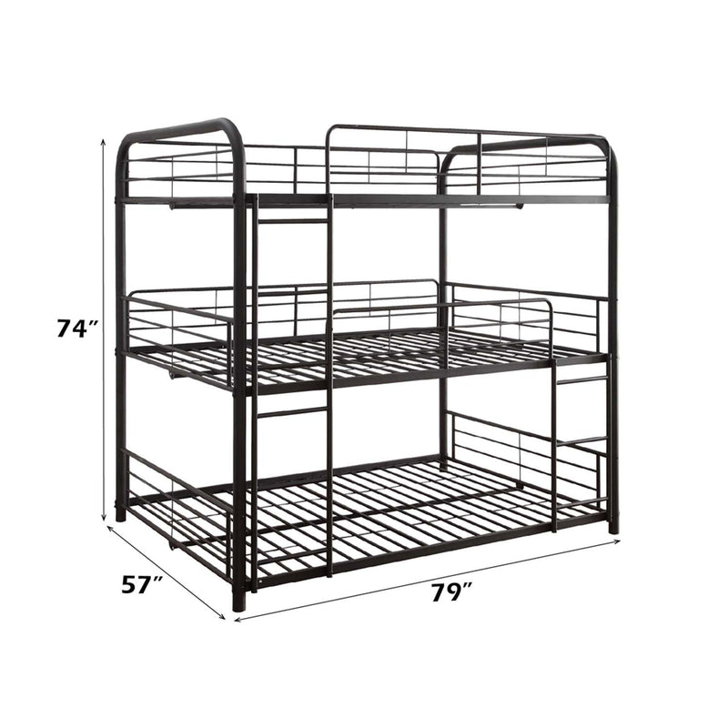 Cairo Triple Full Bunk Bed, Sandy Black Finish Acme