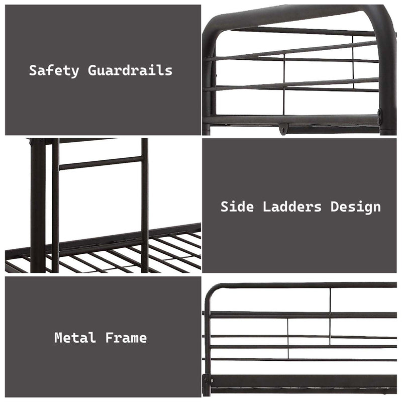 Cairo Triple Full Bunk Bed, Sandy Black Finish Acme