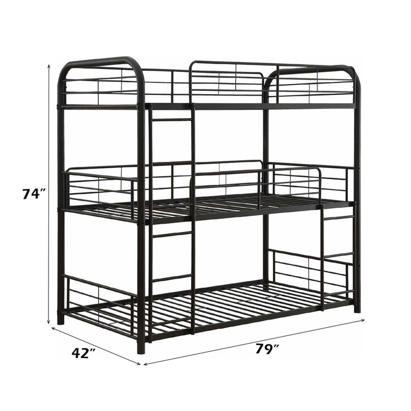 Cairo Triple Twin Bunk Bed, Sandy Black Finish Acme