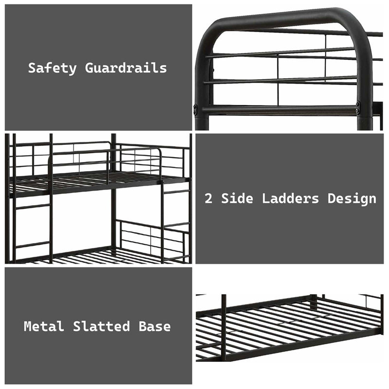 Cairo Triple Twin Bunk Bed, Sandy Black Finish Acme