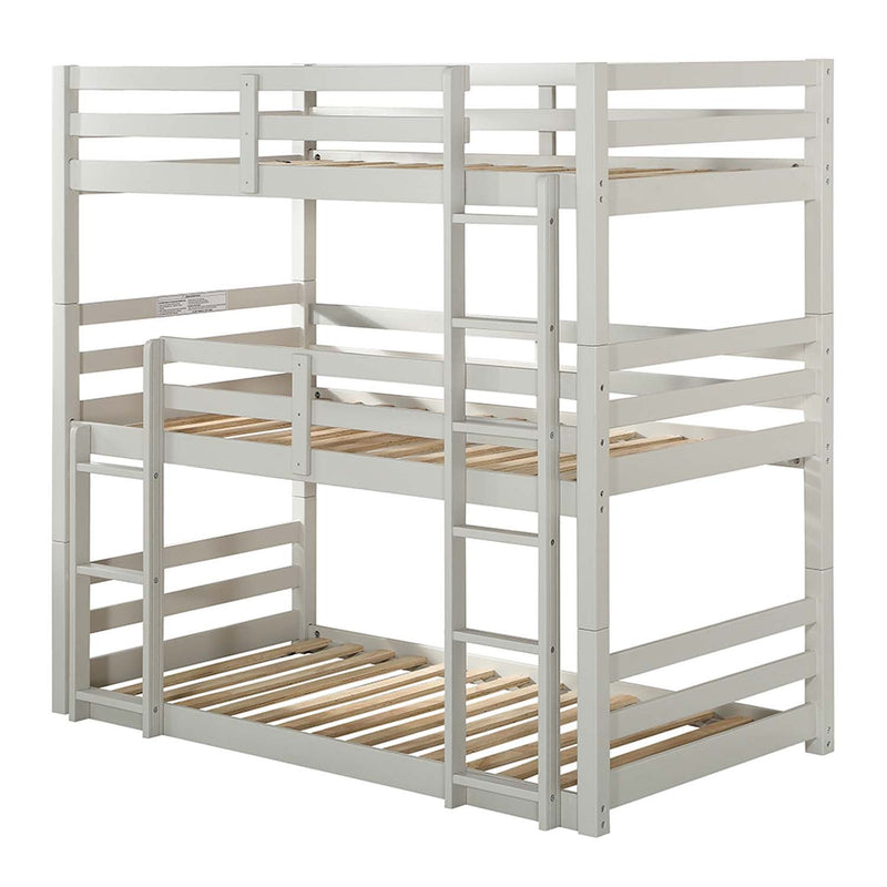 Ronnie Triple Twin Bunk Bed, Light Gray Finish Acme