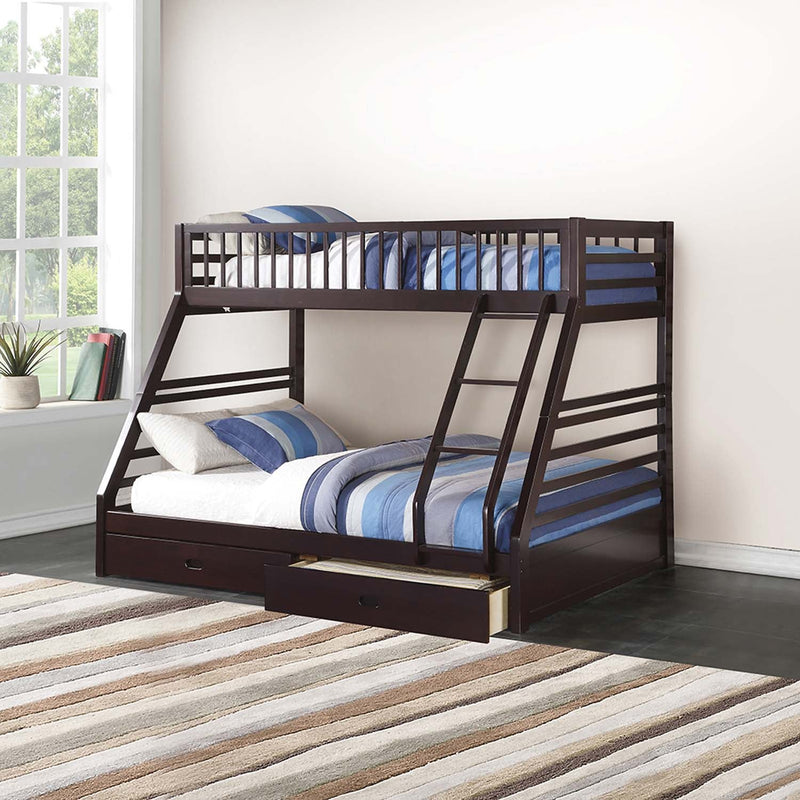 Jason Twin Xl/Queen Bunk Bed w/Storage, Espresso Finish Acme
