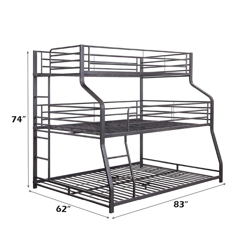 Caius II Twin/Full/Queen Bunk Bed, Gunmetal Finish Acme