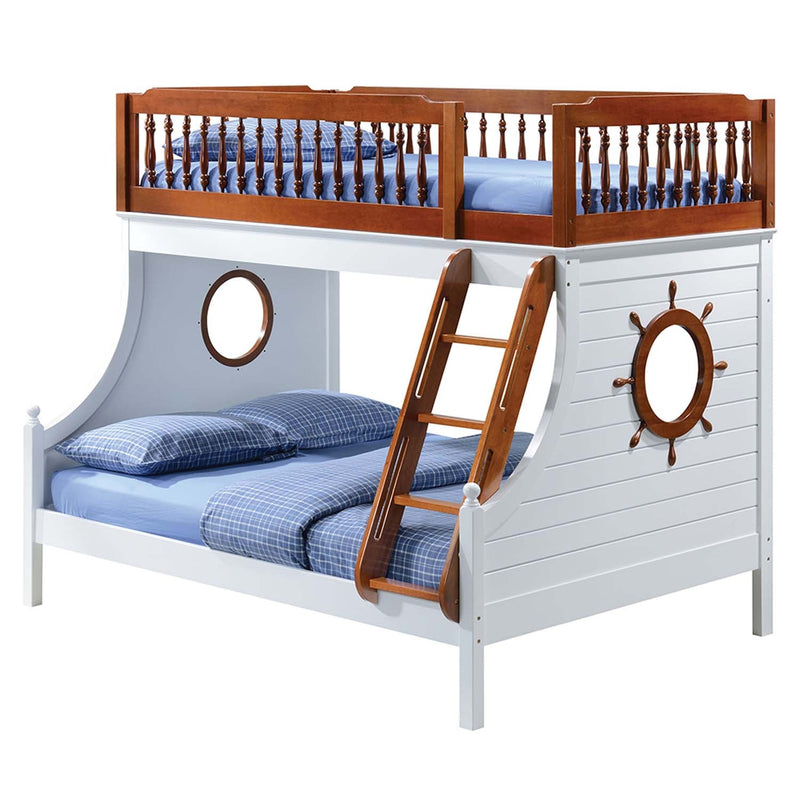 Farah Twin/Full Bunk Bed, Oak & White Finish Acme