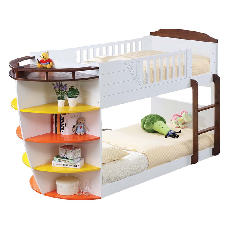 Neptune Twin/Twin Bunk Bed, White & Chocolate Finish Acme