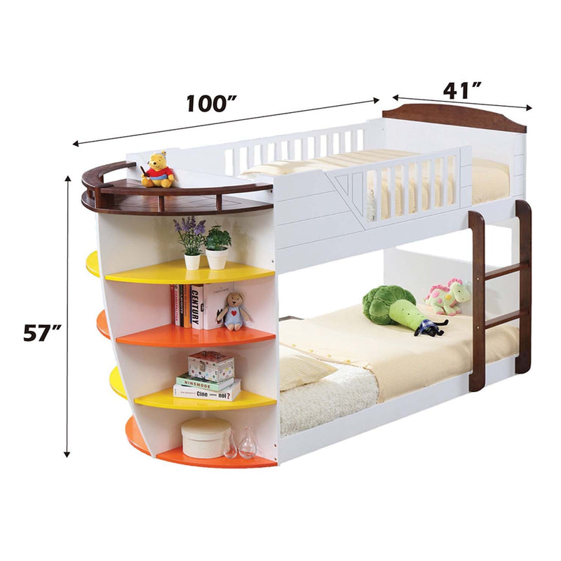 Neptune Twin/Twin Bunk Bed, White & Chocolate Finish Acme