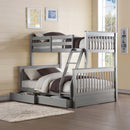 Haley II Twin/Full Bunk Bed w/Storage, Gray Finish Acme