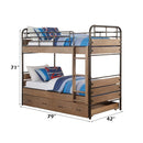 Adams Twin/Twin Bunk Bed w/Trundle, Antique Oak & Gunmetal Finish Acme