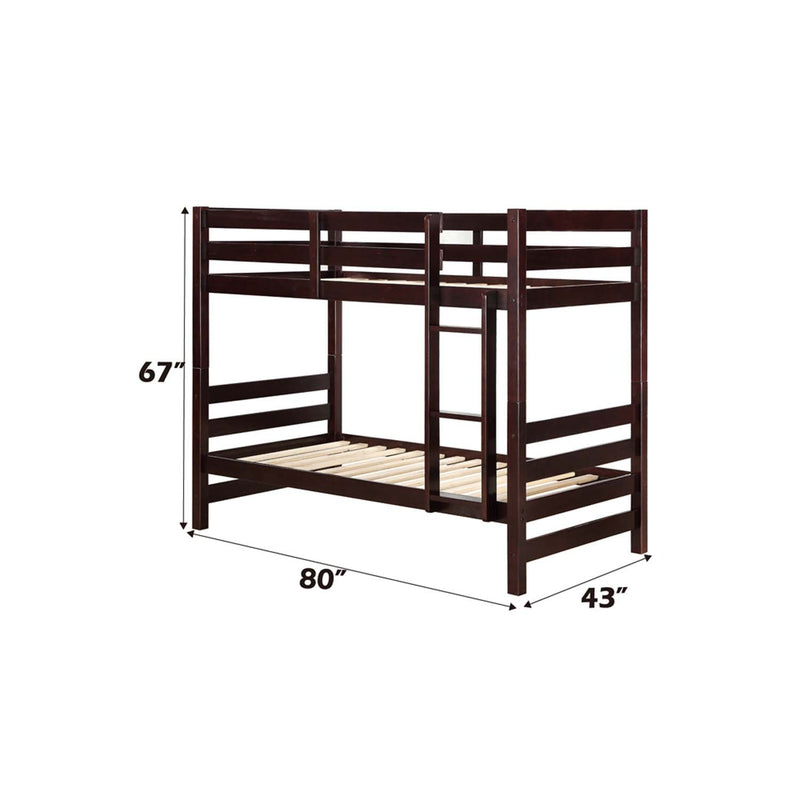 Ronnie Twin/Twin Bunk Bed, Espresso Finish Acme