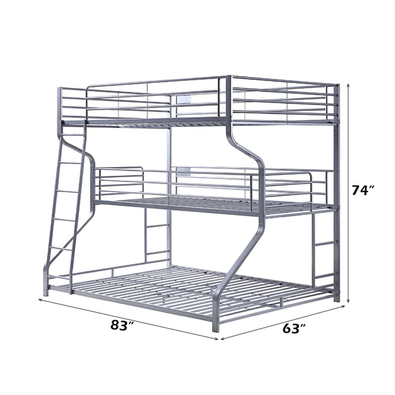 Caius II Full/Twin/Queen Bunk Bed, Silver Finish Acme