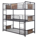 Brantley Triple Twin Bunk Bed, Sandy Black & Dark Bronze Hand-Brushed Finish Acme