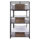 Brantley Triple Twin Bunk Bed, Sandy Black & Dark Bronze Hand-Brushed Finish Acme