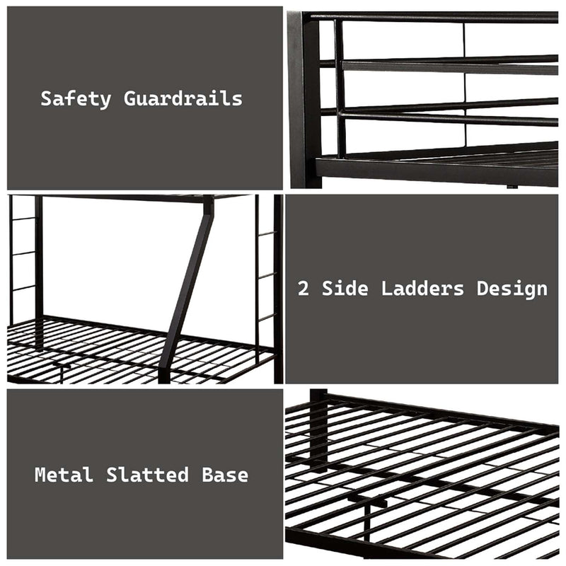 Limbra Twin XL/Queen Bunk Bed, Sandy Black Finish Acme