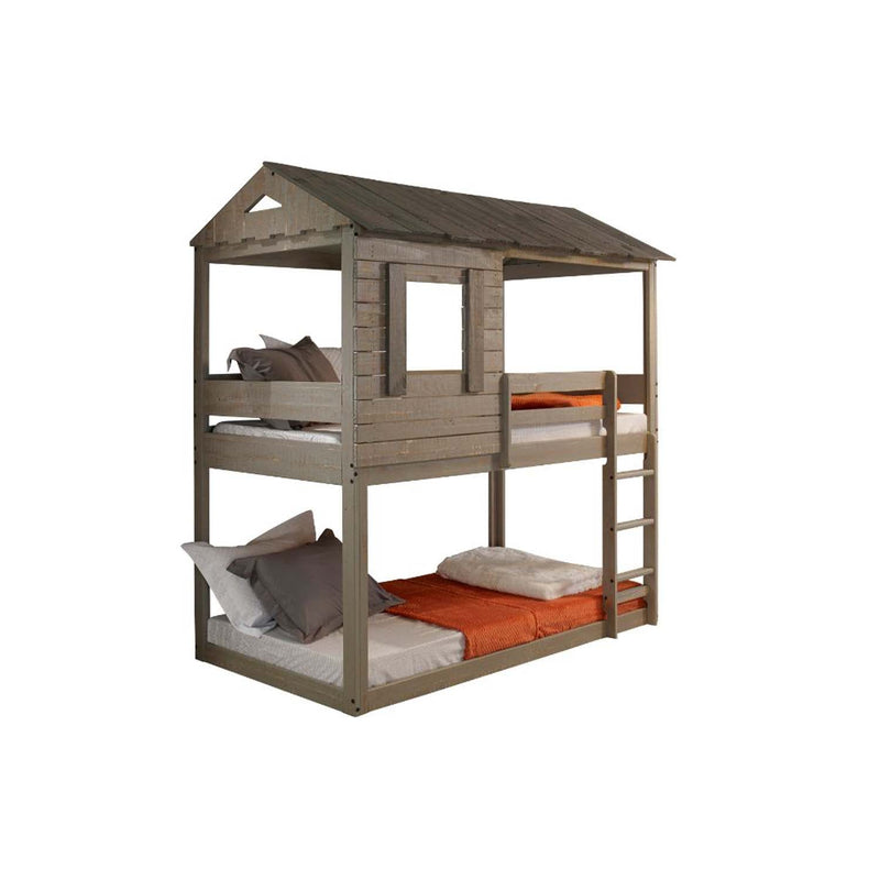 Darlene Twin/Twin Bunk Bed, Rustic Gray Finish Acme