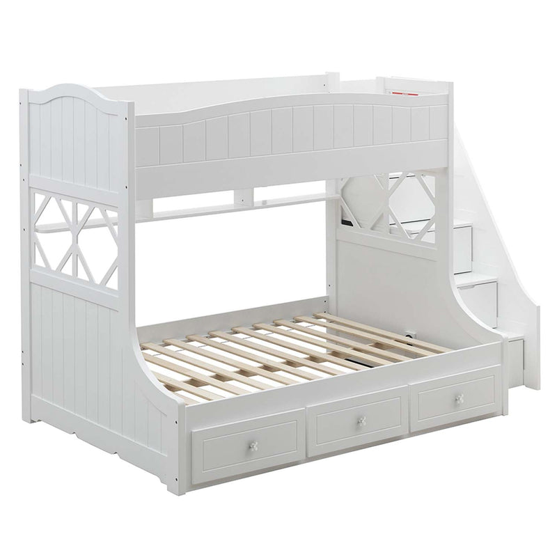 Meyer Twin/Full Bunk Bed w/Storage, White Finish Acme