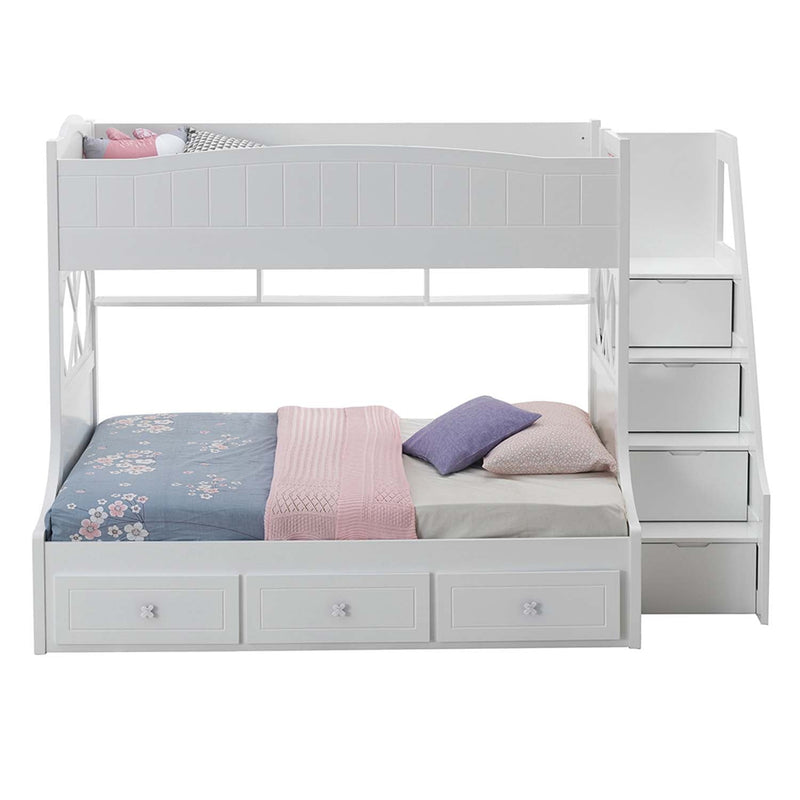 Meyer Twin/Full Bunk Bed w/Storage, White Finish Acme