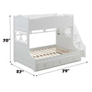 Meyer Twin/Full Bunk Bed w/Storage, White Finish Acme