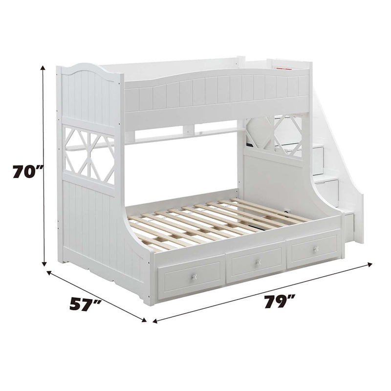 Meyer Twin/Full Bunk Bed w/Storage, White Finish Acme