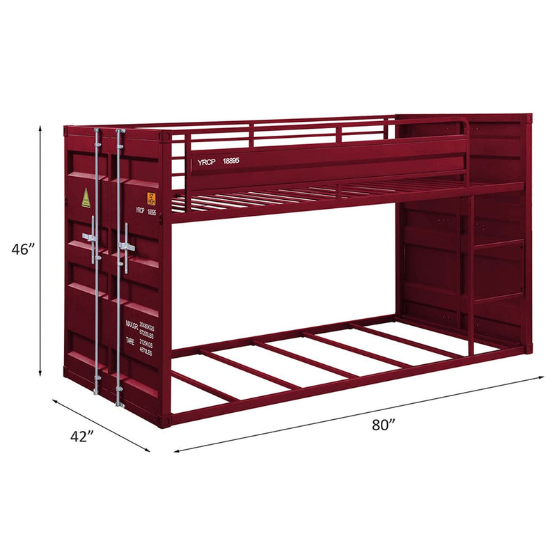 Cargo Twin/Twin Bunk Bed, Red Finish Acme