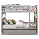 Varian Twin/Twin Bunk Bed, Blue Velvet & Silver Finish Acme