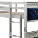 Varian Twin/Twin Bunk Bed, Blue Velvet & Silver Finish Acme