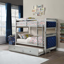 Varian Twin/Twin Bunk Bed, Blue Velvet & Silver Finish Acme