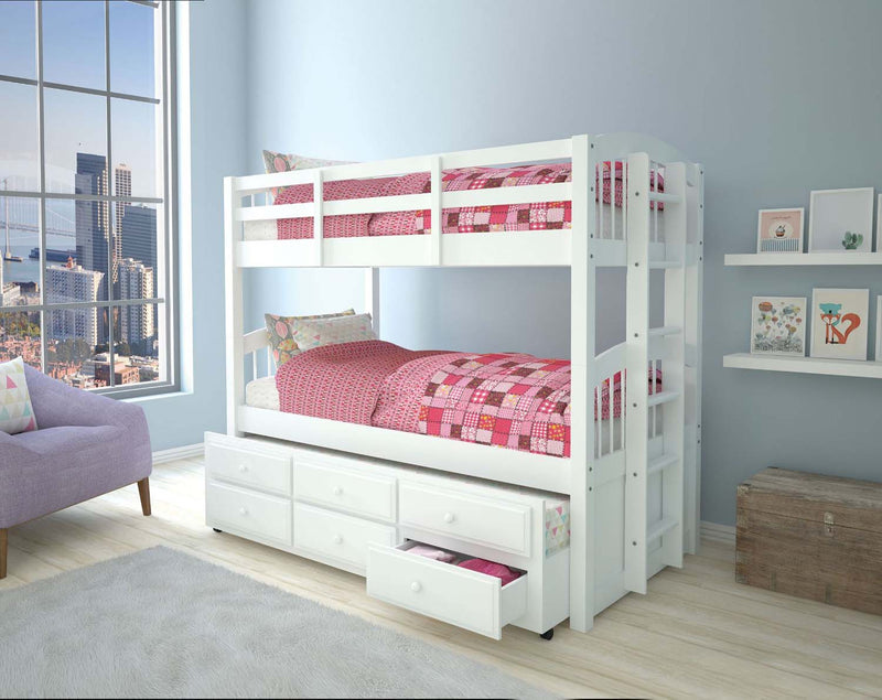 Micah Twin/Twin Bunk Bed w/Trundle & Storage, White Finish Acme