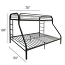 Tritan Twin/Full Bunk Bed, Black Finish Acme