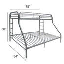 Tritan Twin/Full Bunk Bed, Silver Finish Acme