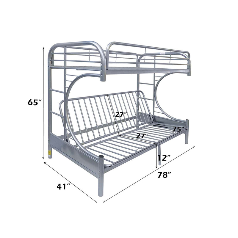 Eclipse Twin/Full Futon Bunk Bed, Silver Finish Acme
