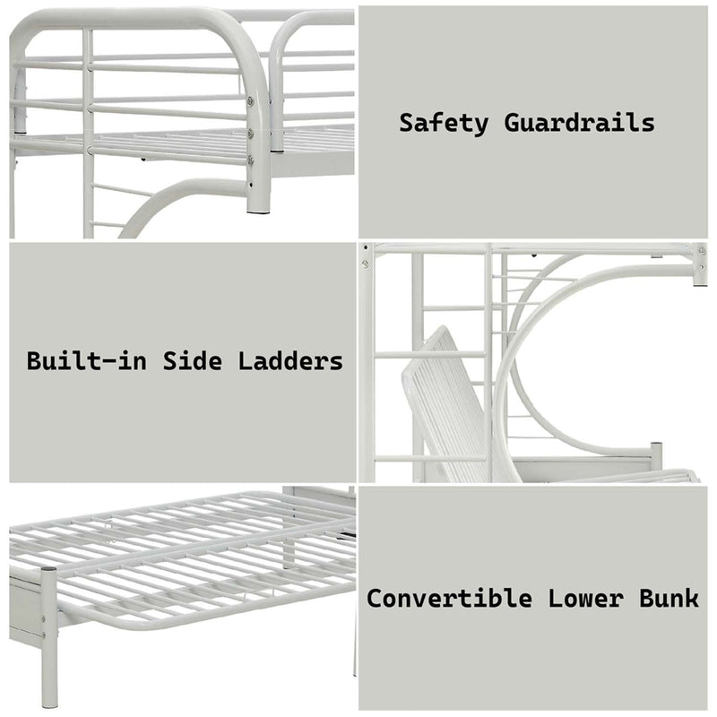 Eclipse Twin XL/Queen Futon Bunk Bed, White Finish Acme