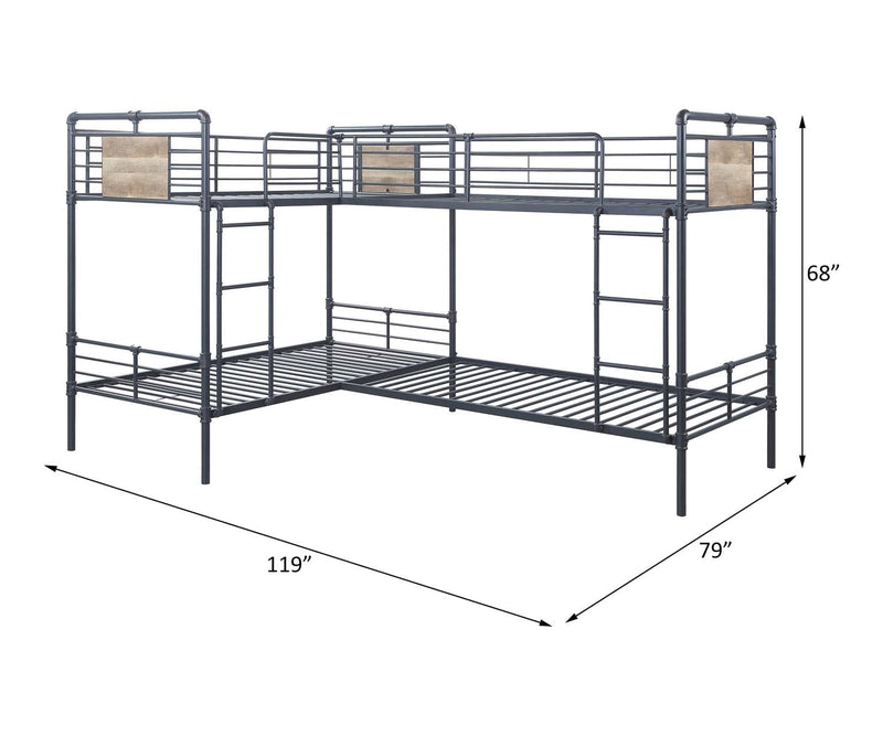 Cordelia Quadruple Twin Bunk Bed, Sandy Black, Dark Bronze Acme