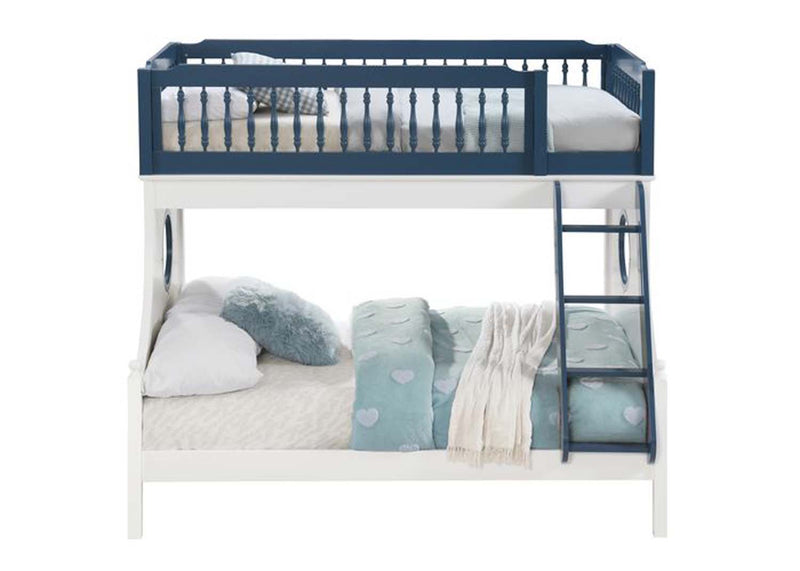 Farah Twin/Full Bunk Bed, Navy Blue & White Finish Acme