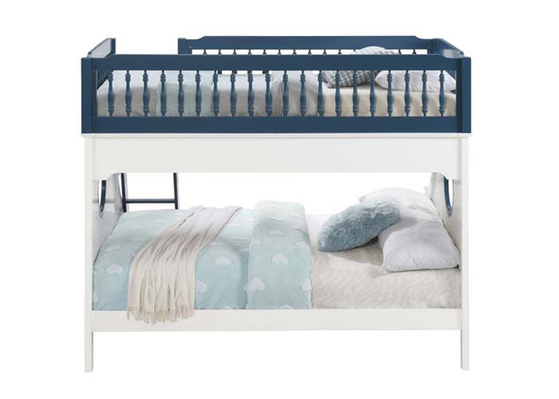 Farah Twin/Full Bunk Bed, Navy Blue & White Finish Acme