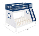 Farah Twin/Full Bunk Bed, Navy Blue & White Finish Acme