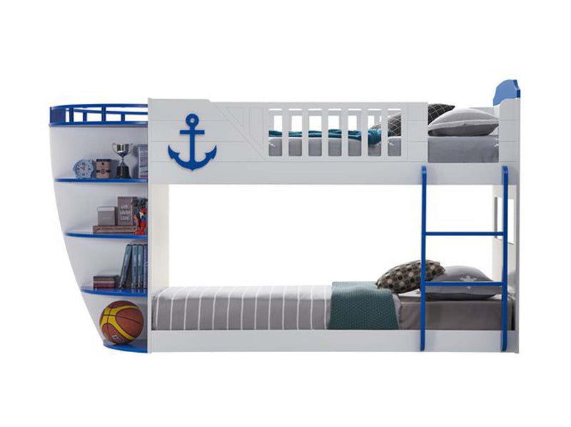Neptune Twin/Twin Bunk Bed, Sky Blue & White Finish Acme