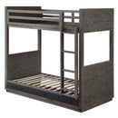 Estevon Twin/Twin Bunk Bed w/Storage, Gray Oak Finish Acme