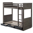 Estevon Twin/Twin Bunk Bed w/Storage, Gray Oak Finish Acme