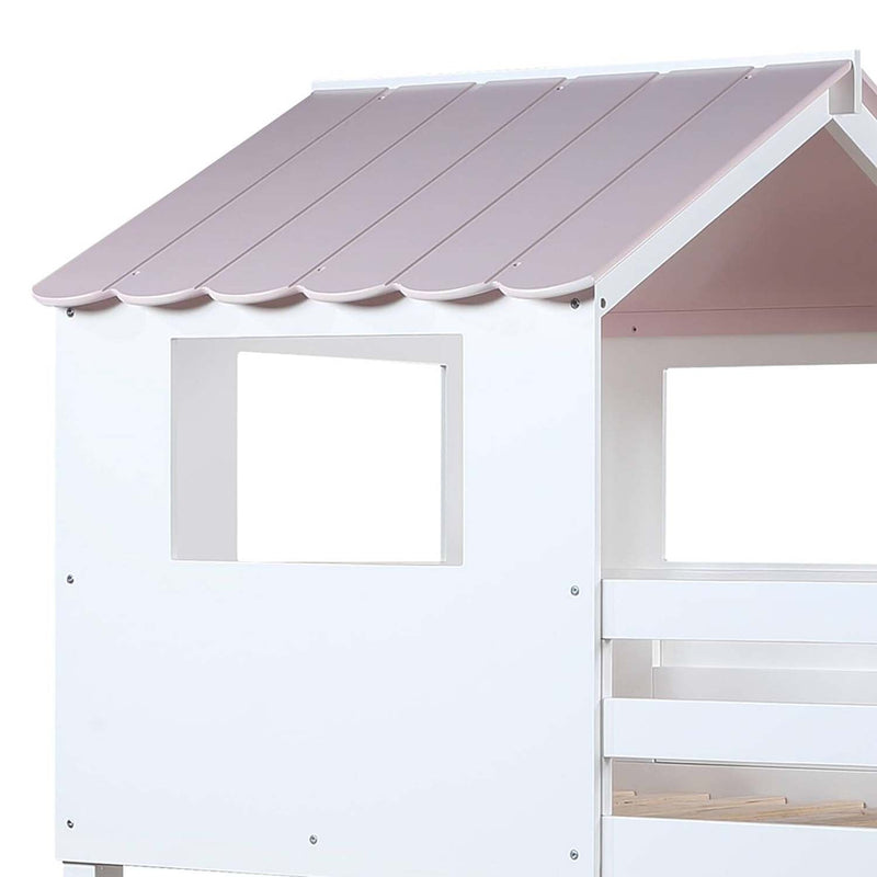 Solenne Twin/Twin Bunk Bed, White & Pink Finish Acme